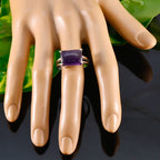 Amethyst Solitaire Russian Sterling Silver Purple Gems Minimal Contemporary Ring Jewelry