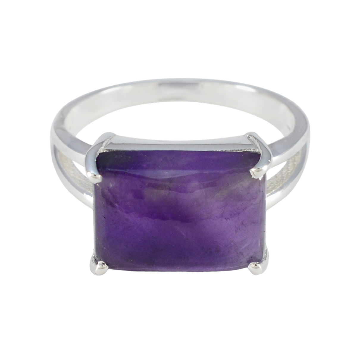 Amethyst Solitaire Russian Sterling Silver Purple Gems Minimal Contemporary Ring Jewelry Imagen principal del producto