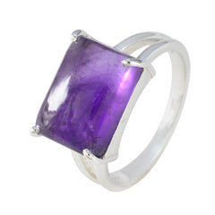 Amethyst Solitaire Russian Sterling Silver Purple Gems Minimal Contemporary Ring Jewelry