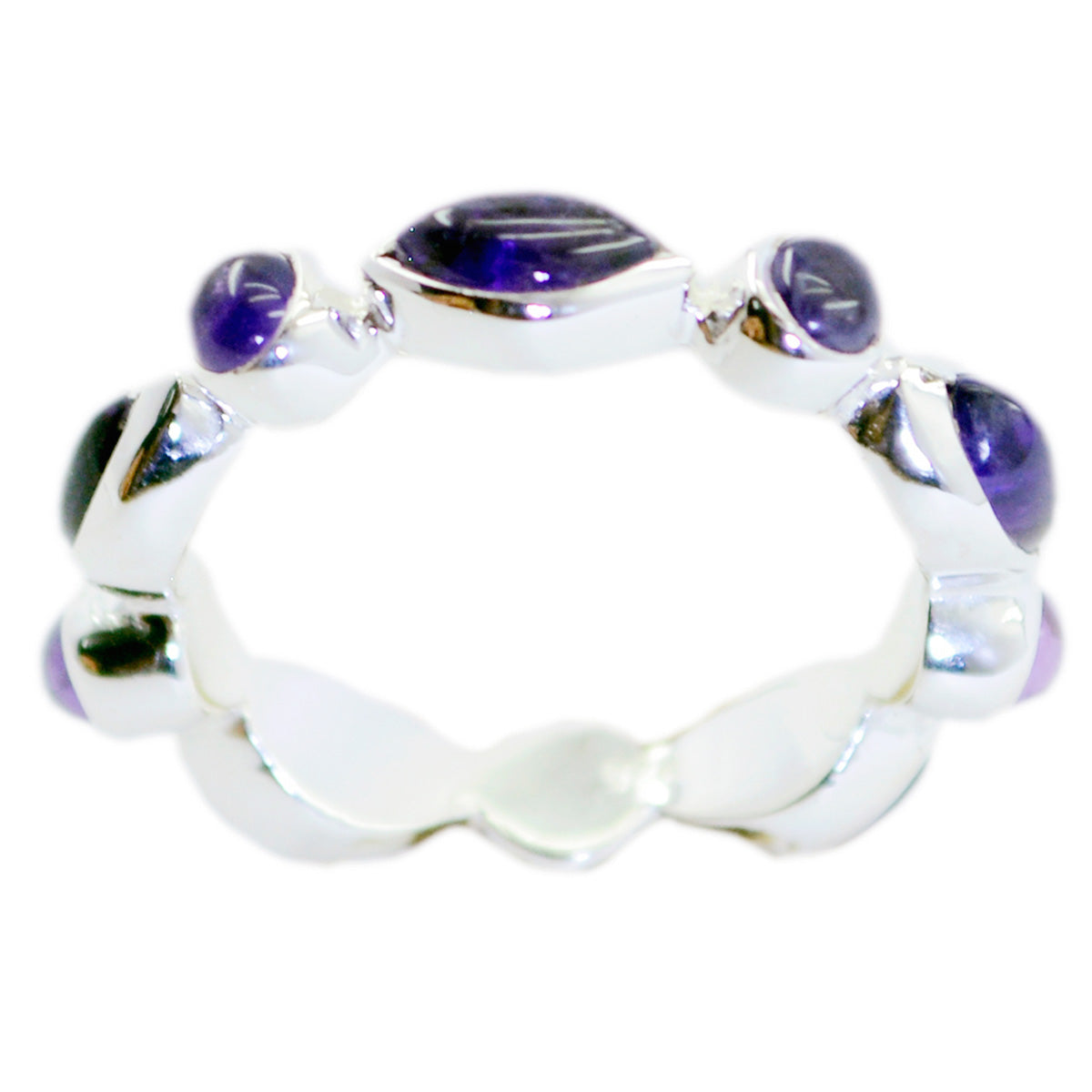 Amethyst multiple Japanese 925 Silver Purple Gemstones Delicate Eternity Band Jewellery