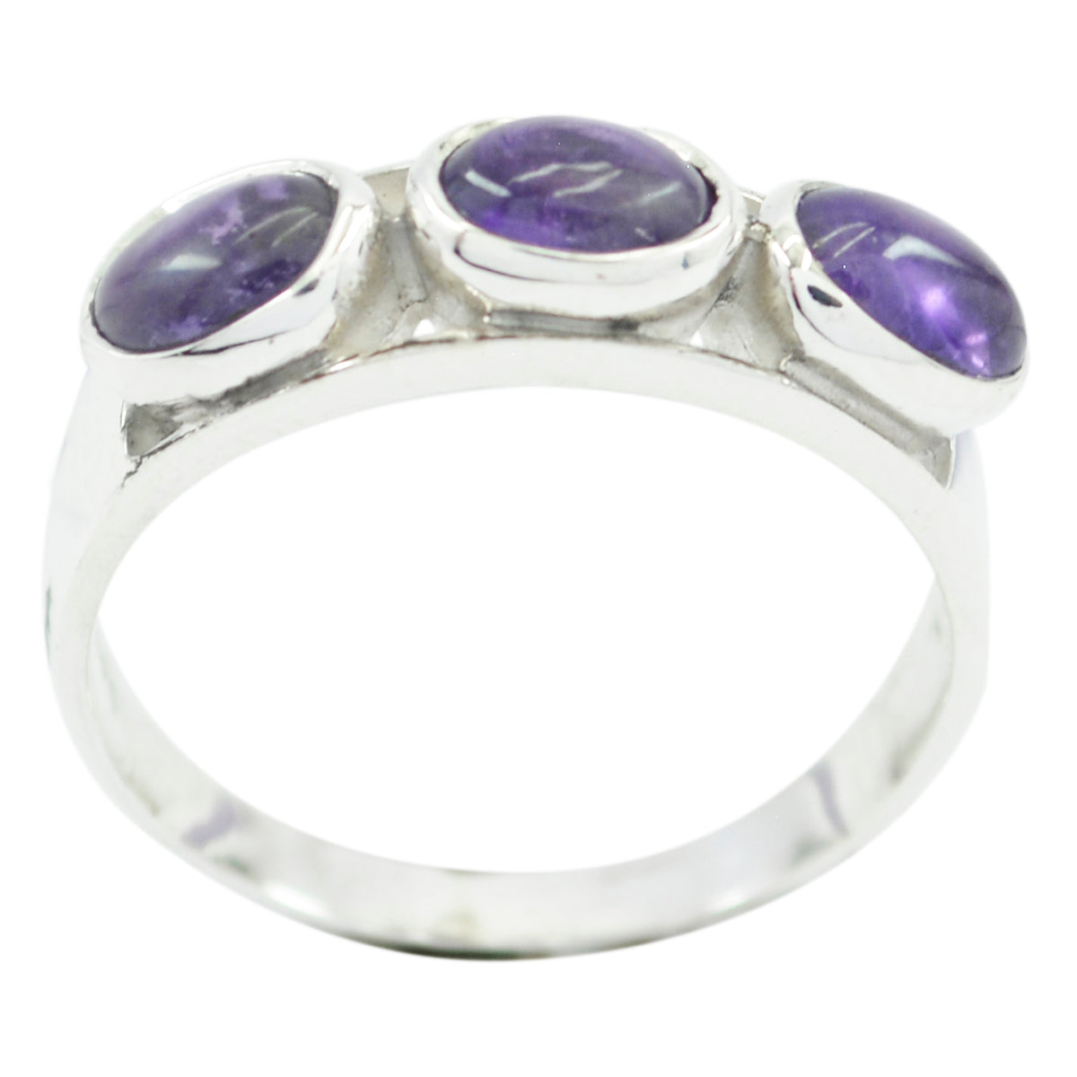 Amethyst Trilogy Japanese 925 Silver Purple Gems Delicate Sophisticated Ring Jewellery Imagen principal del producto