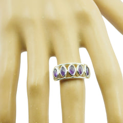 Amethyst Penta African Sterling Silver Purple Gems Slim Artisan Ring Jewellery
