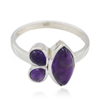 Amethyst Trilogy Moroccan 925 Sterling Silver Purple Gems Slim Boho Ring Jewellery