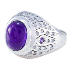 Amethyst Halo German 92.5 Silver Purple Gemstones Versatile Modern Ring Jewelry
