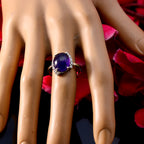 Amethyst Halo Russian 925 Silver Purple Gems Slim Feminine Ring Jewellery