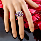 Amethyst quarter Russian 925 Sterling Silver Purple Gemstone Minimal Sophisticated Ring Jewelry