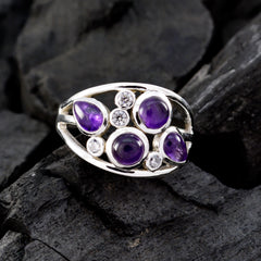 Amethyst quarter Russian 925 Sterling Silver Purple Gemstone Minimal Sophisticated Ring Jewelry