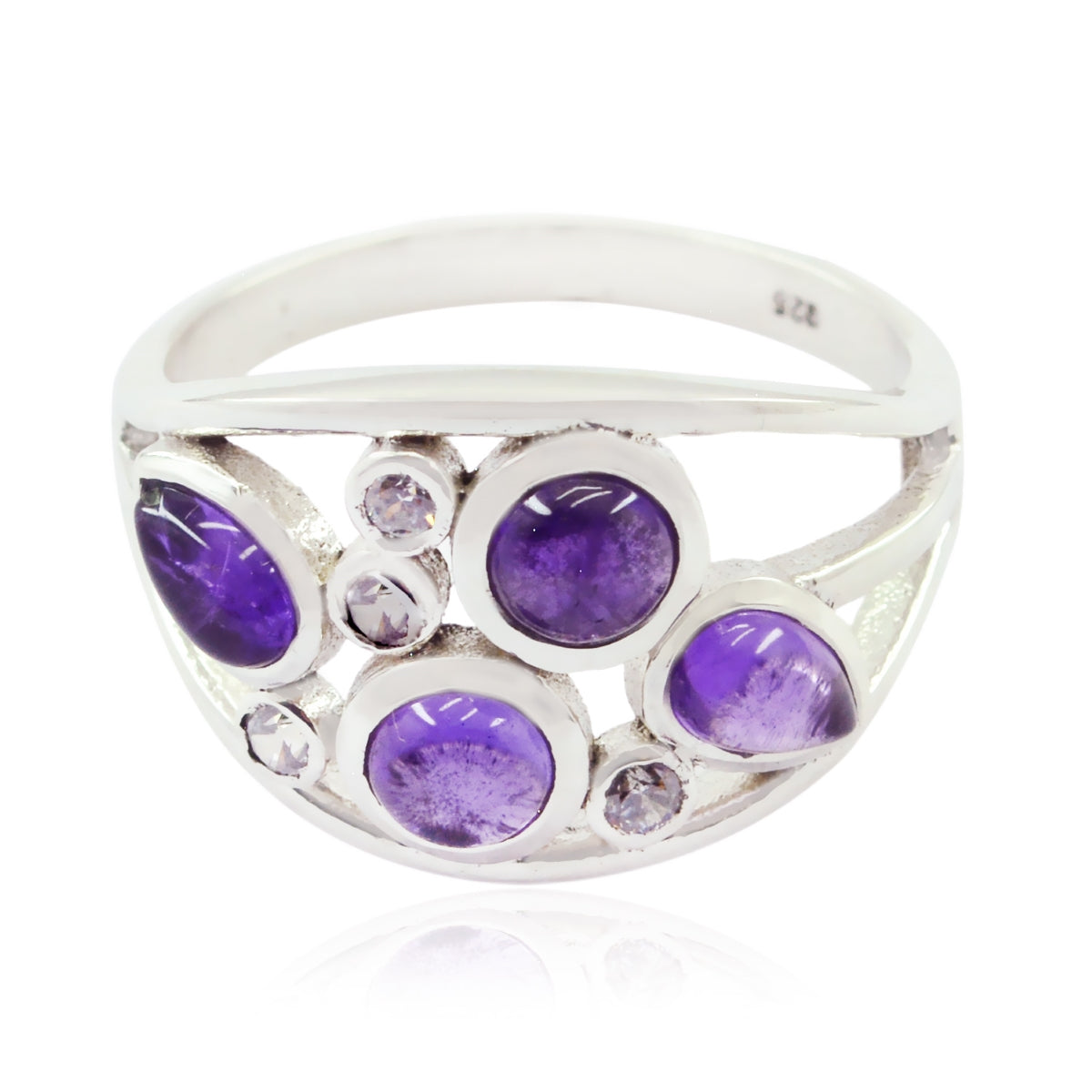 Amethyst quarter Russian 925 Sterling Silver Purple Gemstone Minimal Sophisticated Ring Jewelry Huvudsaklig produktbild