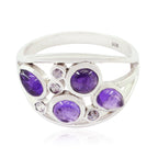 Amethyst quarter Russian 925 Sterling Silver Purple Gemstone Minimal Sophisticated Ring Jewelry