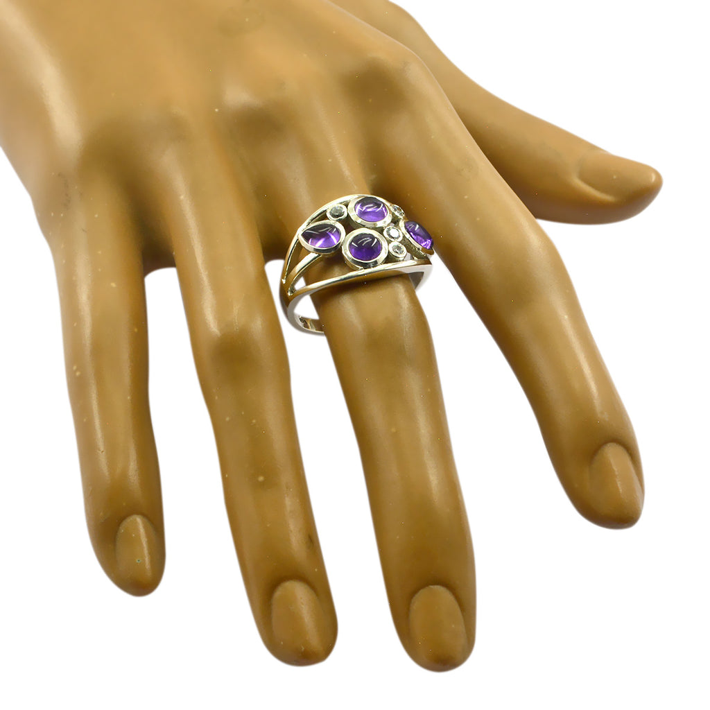 Amethyst quarter Russian 925 Sterling Silver Purple Gemstone Minimal Sophisticated Ring Jewelry