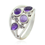 Amethyst quarter Russian 925 Sterling Silver Purple Gemstone Minimal Sophisticated Ring Jewelry