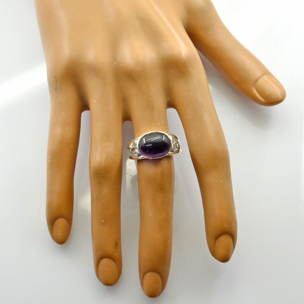 Amethyst Halo Egyptian Silver Purple Gems Minimal Contemporary Ring Jewellery