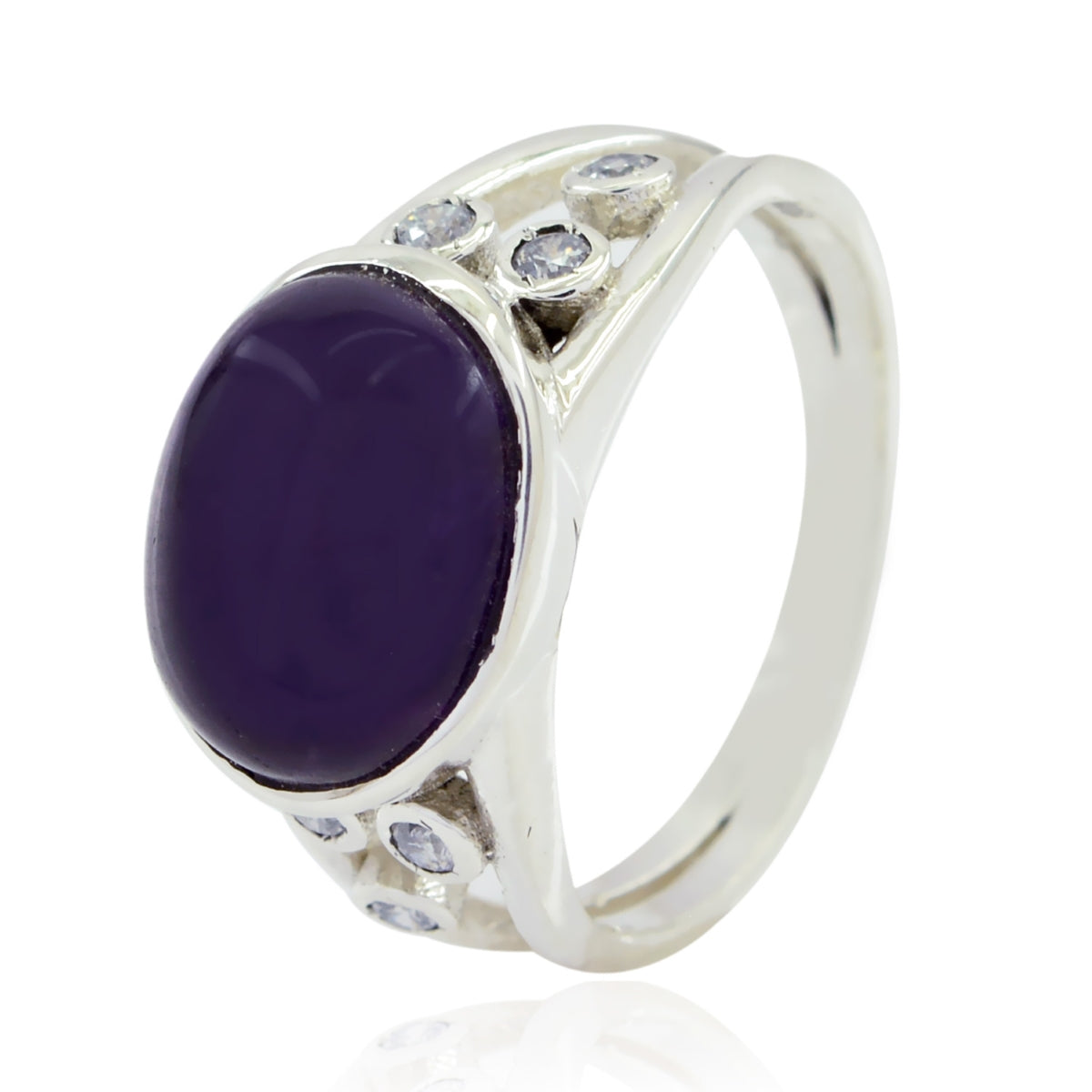 Amethyst Halo Egyptian Silver Purple Gems Minimal Contemporary Ring Jewellery