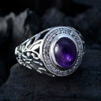 Amethyst Halo African 925 Silver Purple Gemstone Classic Sophisticated Ring Jewellery