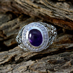 Amethyst Halo African 925 Silver Purple Gemstone Classic Sophisticated Ring Jewellery