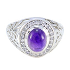 Amethyst Halo African 925 Silver Purple Gemstone Classic Sophisticated Ring Jewellery