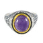 Amethyst Solitaire Middle Eastern Silver Purple Gems Eye catching Filigree Ring Jewelry
