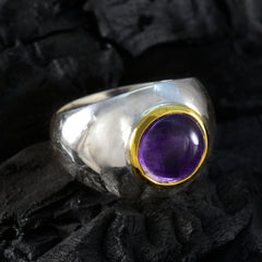 Amethyst Solitaire German Silver Purple Gems Eye catching Abstract Ring Jewellery