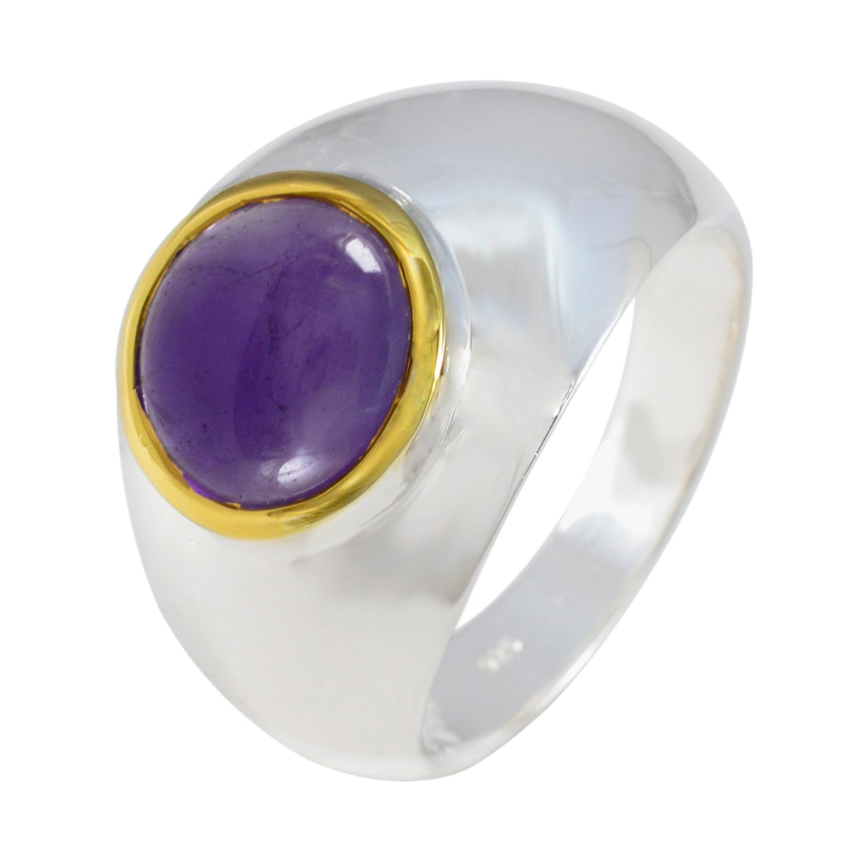 Amethyst Solitaire German Silver Purple Gems Eye catching Abstract Ring Jewellery