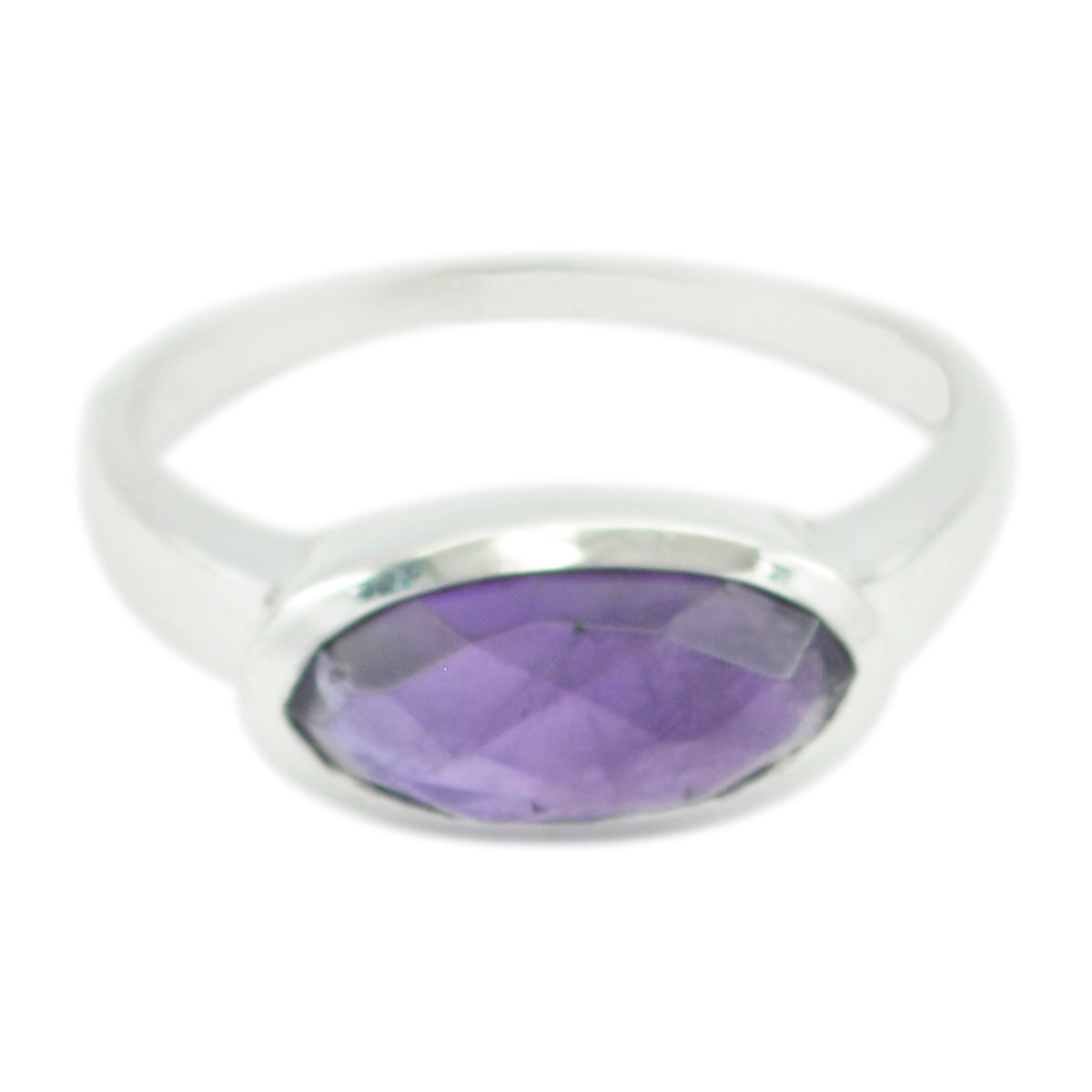 Anello astratto delicato con ametista solitaria in argento 925 turco e pietre preziose viola Immagine secondaria del prodotto