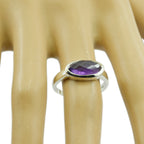 Amethyst Solitaire Turkish 925 Silver Purple Gemstones Dainty Abstract Ring Jewelry