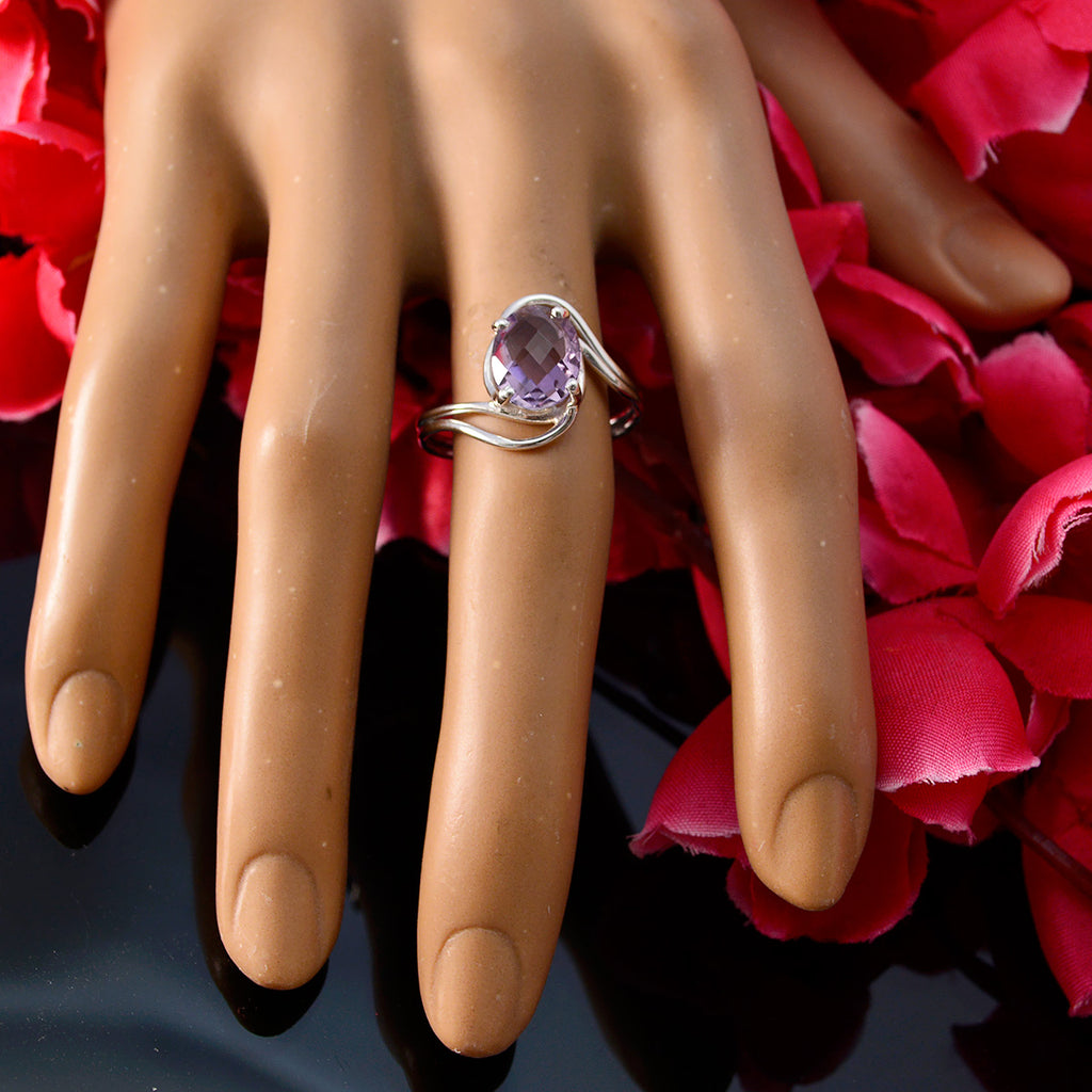 Amethyst Solitaire Japanese Sterling Silver Purple Gems Delicate Graceful Ring Jewelry