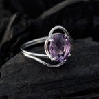 Amethyst Solitaire Japanese Sterling Silver Purple Gems Delicate Graceful Ring Jewelry