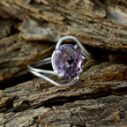 Amethyst Solitaire Japanese Sterling Silver Purple Gems Delicate Graceful Ring Jewelry