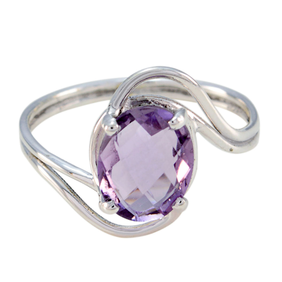 Amethyst Solitaire Japanese Sterling Silver Purple Gems Delicate Graceful Ring Jewelry Image principale du produit