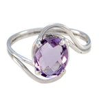 Amethyst Solitaire Japanese Sterling Silver Purple Gems Delicate Graceful Ring Jewelry