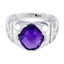 Amethyst Solitaire Russian 925 Silver Purple Gemstones Tiny Trendy Ring Jewellery