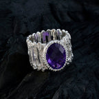 Amethyst Solitaire African 92.5 Silver Purple Gemstone Edgy Armor Band Jewellery