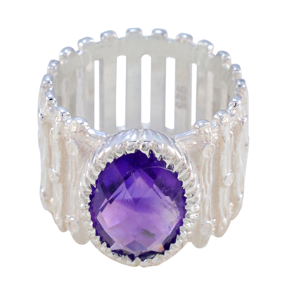 Amethyst Solitaire African 92.5 Silver Purple Gemstone Edgy Armor Band Jewellery