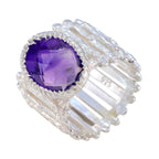 Amethyst Solitaire African 92.5 Silver Purple Gemstone Edgy Armor Band Jewellery