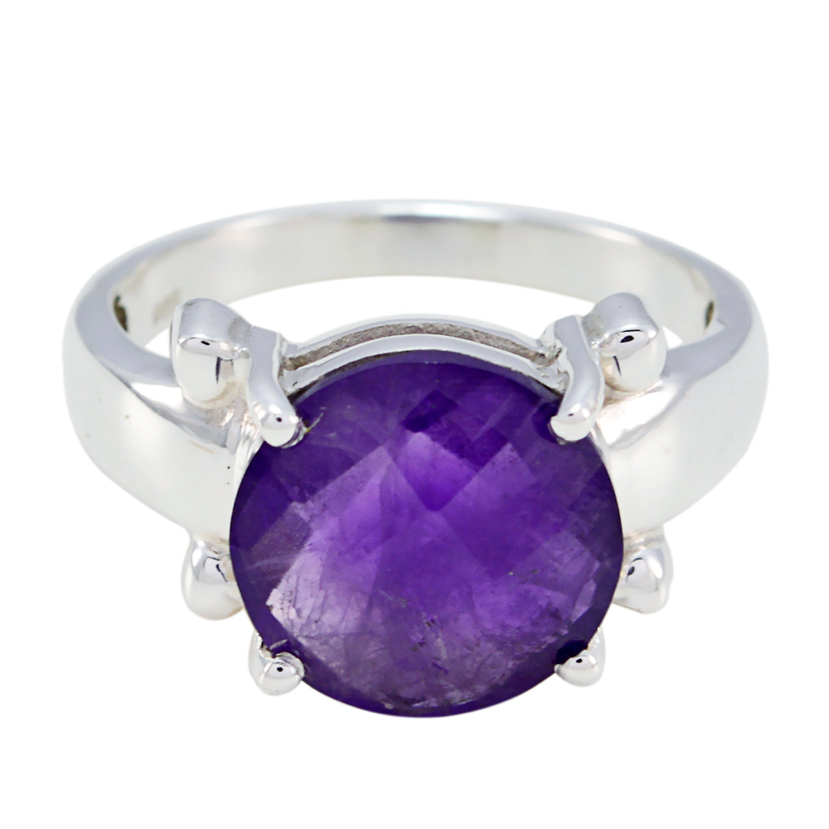 Amethyst Solitär Ägyptisches Sterling Silber Lila Edelsteine Klassisch Anspruchsvoller Ring Schmuck Hauptbild