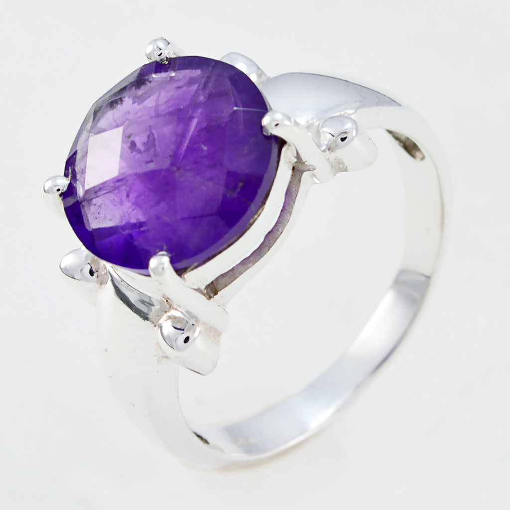 Amethyst Solitaire Egyptian Sterling Silver Purple Gemstones Classic  Sophisticated Ring Jewellery
