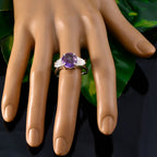 Amethyst Solitaire German 92.5 Silver Purple Gemstone Eye catching Luxurious Ring Jewellery