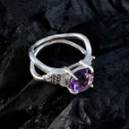 Amethyst Solitaire German 92.5 Silver Purple Gemstone Eye catching Luxurious Ring Jewellery