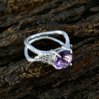 Amethyst Solitaire German 92.5 Silver Purple Gemstone Eye catching Luxurious Ring Jewellery