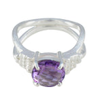 Amethyst Solitaire German 92.5 Silver Purple Gemstone Eye catching Luxurious Ring Jewellery