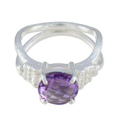Amethyst Solitaire German 92.5 Silver Purple Gemstone Eye catching Luxurious Ring Jewellery