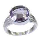 Amethyst Solitaire Indian Sterling Silver Purple Gemstones Classic Trendy Ring Jewelry