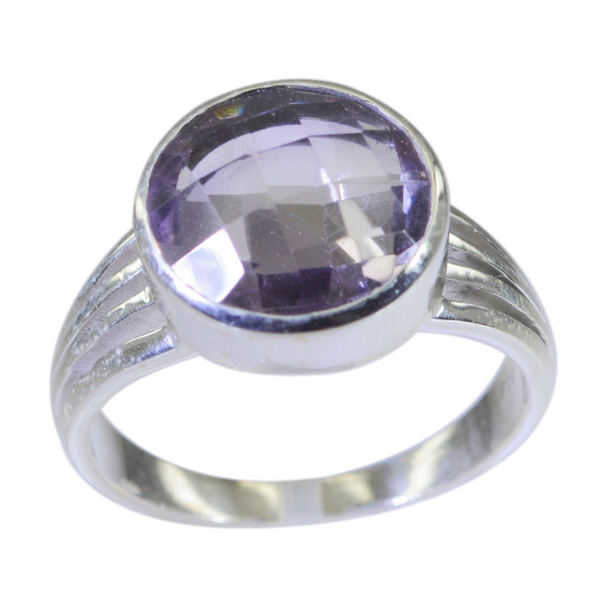 Amethyst Solitaire Indian Sterling Silver Purple Gemstones Classic Trendy Ring Jewelry
