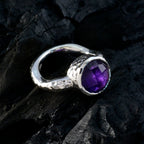Amethyst Solitaire Egyptian 925 Silver Purple Gemstone Versatile Luxurious Ring Jewellery