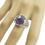 Amethyst Solitaire Italian Silver Purple Gems Minimal Filigree Ring Jewellery