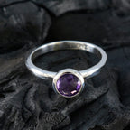 Amethyst Solitaire Korean Silver 925 Purple Gemstones Dainty Modern Ring Jewelry