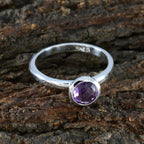 Amethyst Solitaire Korean Silver 925 Purple Gemstones Dainty Modern Ring Jewelry