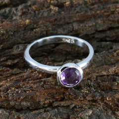 Amethyst Solitaire Korean Silver 925 Purple Gemstones Dainty Modern Ring Jewelry