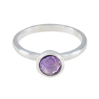 Amethyst Solitaire Korean Silver 925 Purple Gemstones Dainty Modern Ring Jewelry