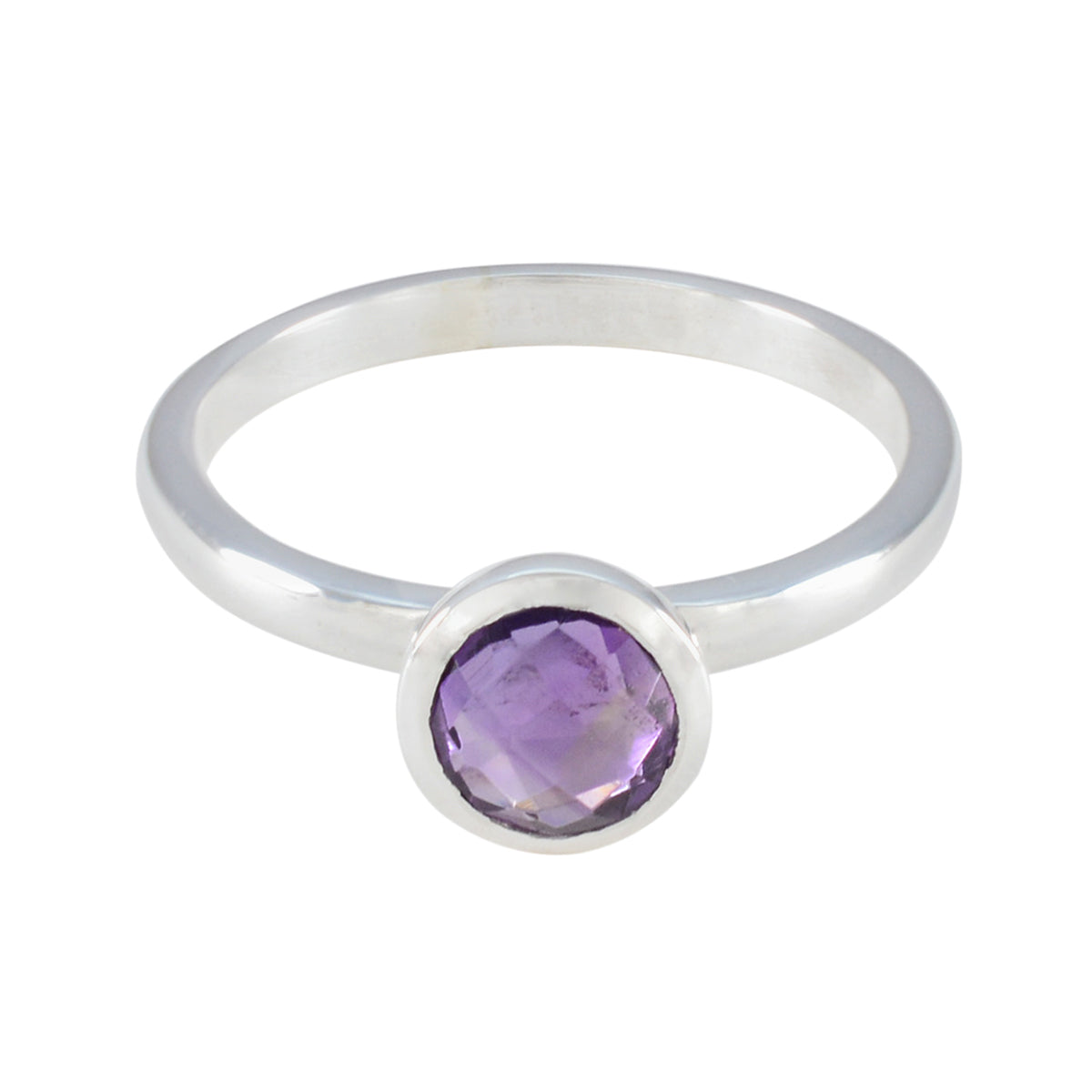 Amethyst Solitaire Korean Silver 925 Purple Gemstones Dainty Modern Ring Jewelry